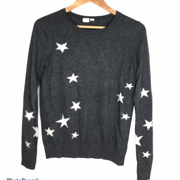 GAP Sweaters - Gap Womens Light Grey Sweater with White Stars